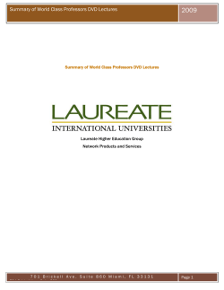 Summary of World Class Professors DVD Lectures