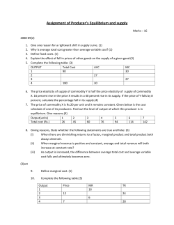 Assignment of Producer`s Equilibrium and supply