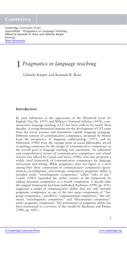 Pragmatics in Language Teaching