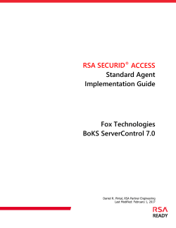 RSA SECURID&reg; ACCESS Standard Agent Implementation Guide