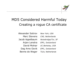 MD5 Considered Harmful Today Creating a rogue CA certificate