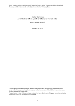 2012. &ldquo;Marketworthiness and Municipal Finance Reforms in India