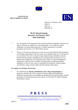 7th EU-Brazil Summit Brussels, 24 February 2014 Joint Statement