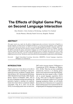 The Effects of Digital Game Play on Second Language Interaction