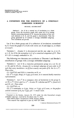 a condition for the existence of a strongly embedded subgroup 509