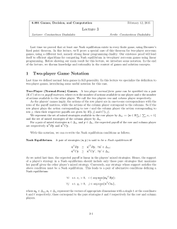 Lecture 3 1 Two-player Game Notation
