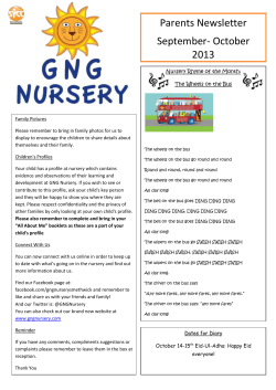 Parents Newsletter September- October 2013 Nursery Rhyme of the