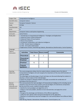 Subject!Title:! Computational!Intelligence! Scientific!Area:! Computer