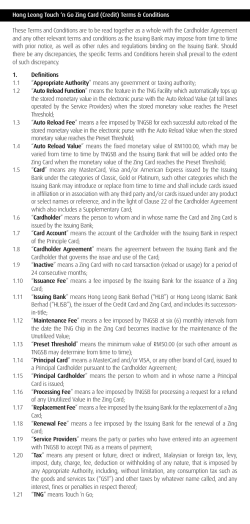 Hong Leong Touch `n Go Zing Card (Credit