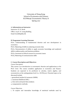 Econometric Theory II - Faculty of Business and Economics