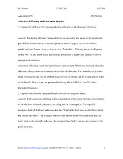 Allocative Efficiency and Consumer Surplus