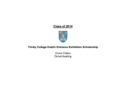 Class of 2010 Trinity College Dublin Entrance Exhibition Scholarship