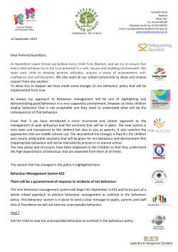 Behaviour Letter - Hazeldene Lower School