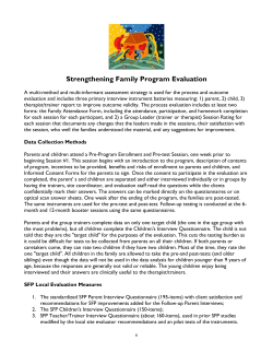 SFP Evaluation Info - Strengthening Families Program