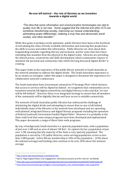 No-one left behind &ndash; the role of libraries as we transition