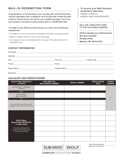 mail-in redemption form - Sub-Zero and Wolf - Subzero-Wolf