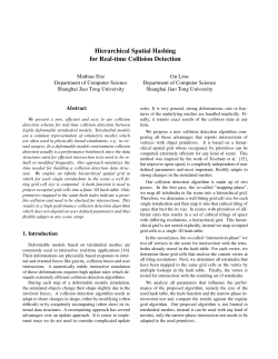 Hierarchical Spatial Hashing for Real
