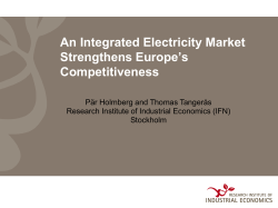 An Integrated Electricity Market Strengthens Europe`s Competitiveness