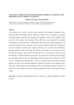 A BAYESIAN APPROACH FOR ITEM RESPONSE THEORY IN