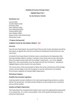 Highlight Report No 2 Disability and Inclusion Strategy