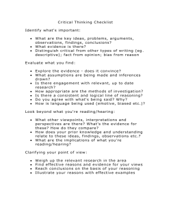 Critical Thinking Checklist