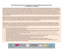 Subject Self Evaluation - St Augustine`s Catholic High School