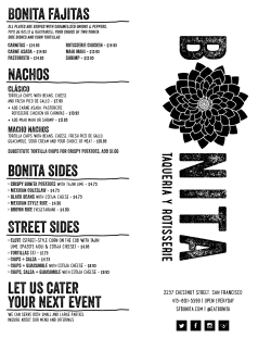 Bonita fajitas Nachos bonita sides street sides let us cater your next