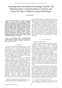 Assessing Intra-Firm Market Knowledge Transfer