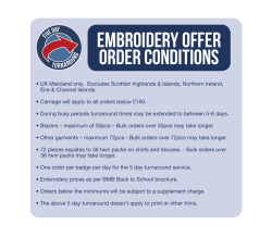 embroidery offer order conditions