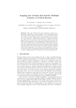 Arguing over Actions that Involve Multiple Criteria: A Critical Review