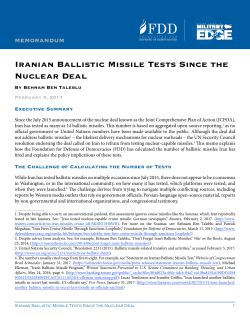 Iranian Ballistic Missile Tests Since the Nuclear Deal