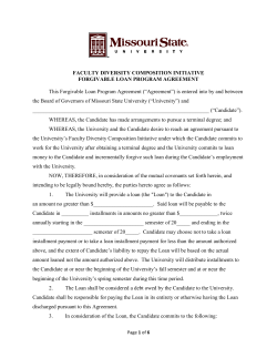 FDCI Forgivable Loan Agreement