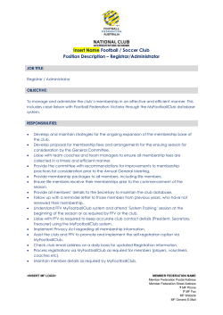 Position Description &ndash; Registrar / Administrator