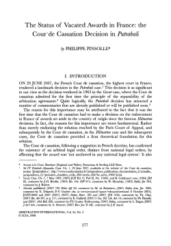 The Status of Vacated Awards in France: the Cour`de Cassation
