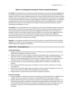 Honors Teaching Notes