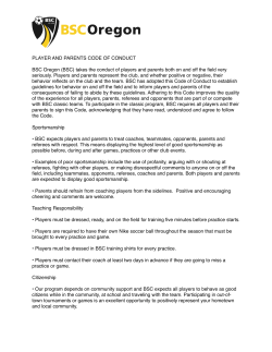 PLAYER AND PARENTS CODE OF CONDUCT BSC Oregon (BSC