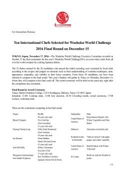 Ten International Chefs Selected for Washoku World Challenge