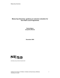 Measuring Outcomes - National Evaluation of Sure Start