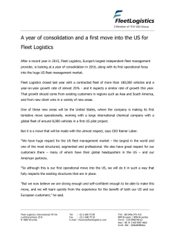 A year of consolidation and a first move into the US for Fleet Logistics