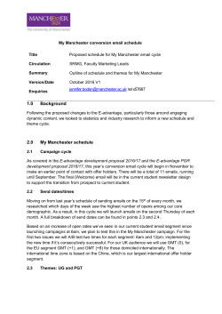 My Manchester conversion email schedule Title Proposed schedule