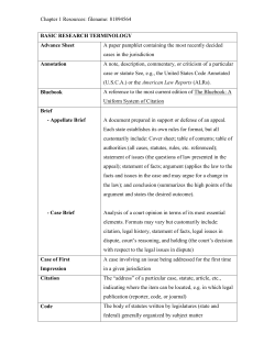 Major Research Resources and Related Terminology
