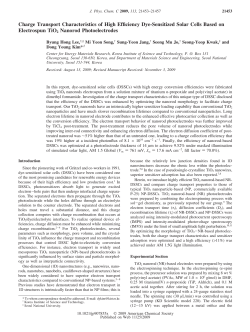 Charge Transport Characteristics of High Efficiency Dye