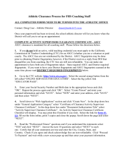 Athletic Clearance Process for FHS Coaching Staff