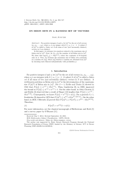 ON SIDON SETS IN A RANDOM SET OF VECTORS 1. Introduction