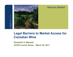 Legal Barriers to Market Access for Canadian Wine