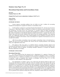 Statutory Issue Paper No. 24 Discontinued Operations and