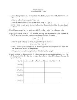 MATH 120A FALL 2016 1. a. Let G be a group and let g be an