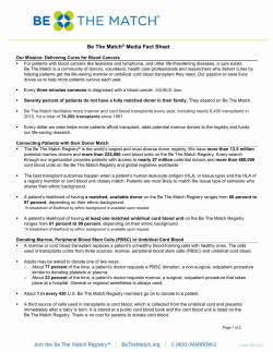 Be The Match&reg; Media Fact Sheet