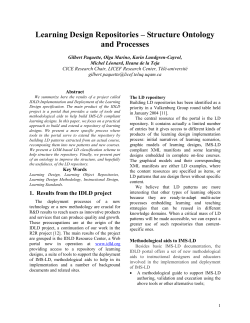 Learning Design Repositories &ndash; Structure Ontology and Processes