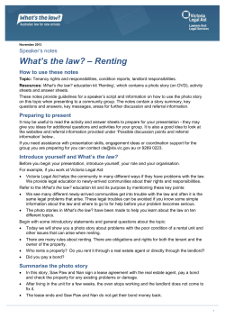 Speakers` Notes What`s the Law – Renting